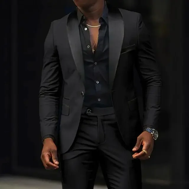 Elegant Wedding Suits 2 Pieces Slim Fit Double Breasted Blazer Tuxedos Groomsmen Suit Male Formal Business Suits(Jacket+Pants)