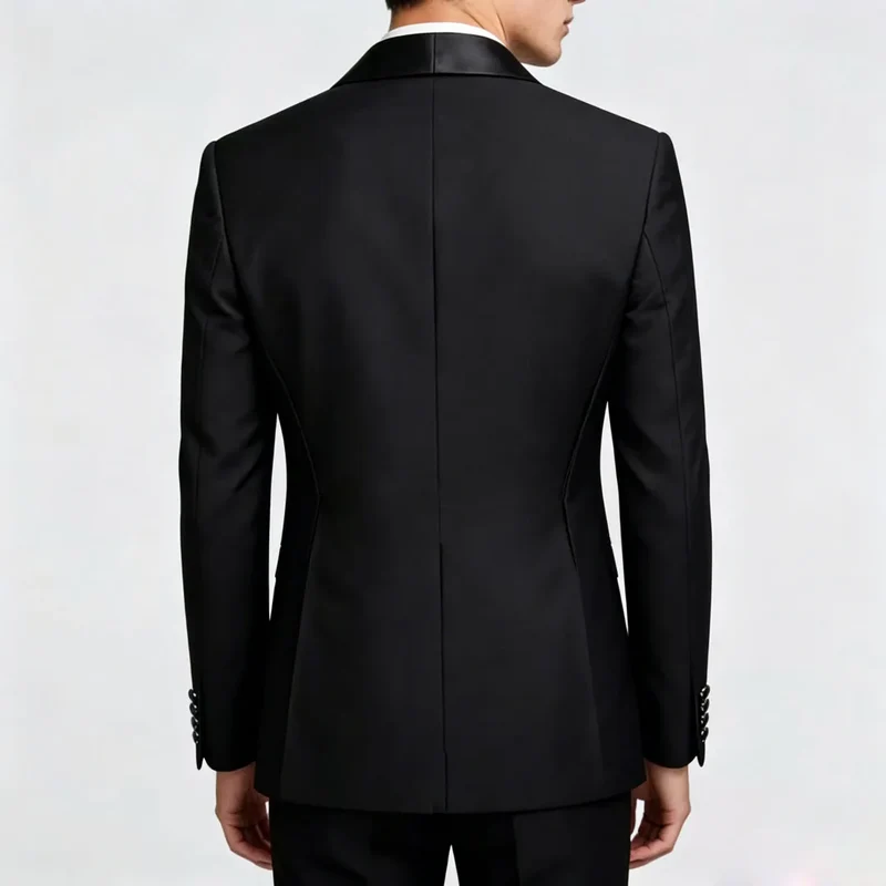 Men Suit Black 2 Pieces Double Button With Black Lapel For Wedding Groom Business Birthday Banquet Work Suit Jacket And Pants