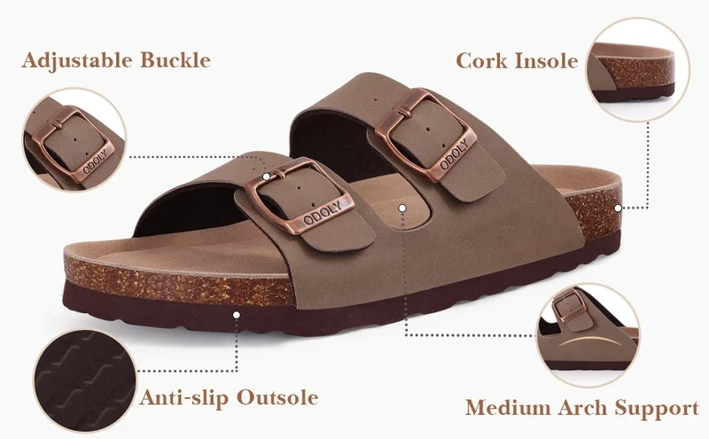 Shevalues Cork Sole Slippers For Women Men Classic Suede Summer Sandals With Arch Support Fashion Orthopedic Beach Cork Shoes