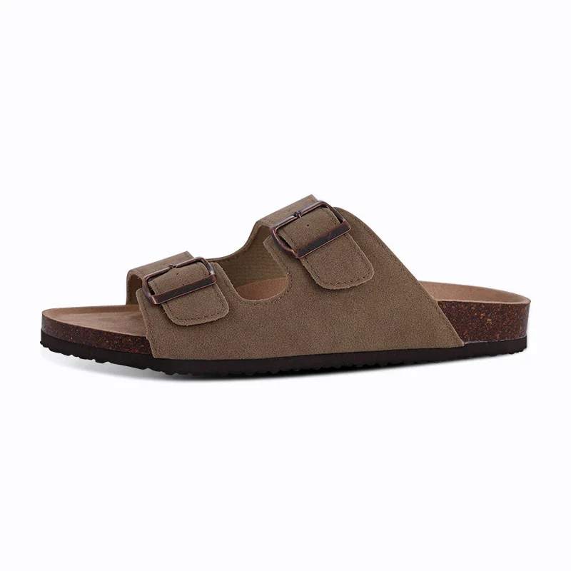 Shevalues Cork Sole Slippers For Women Men Classic Suede Summer Sandals With Arch Support Fashion Orthopedic Beach Cork Shoes