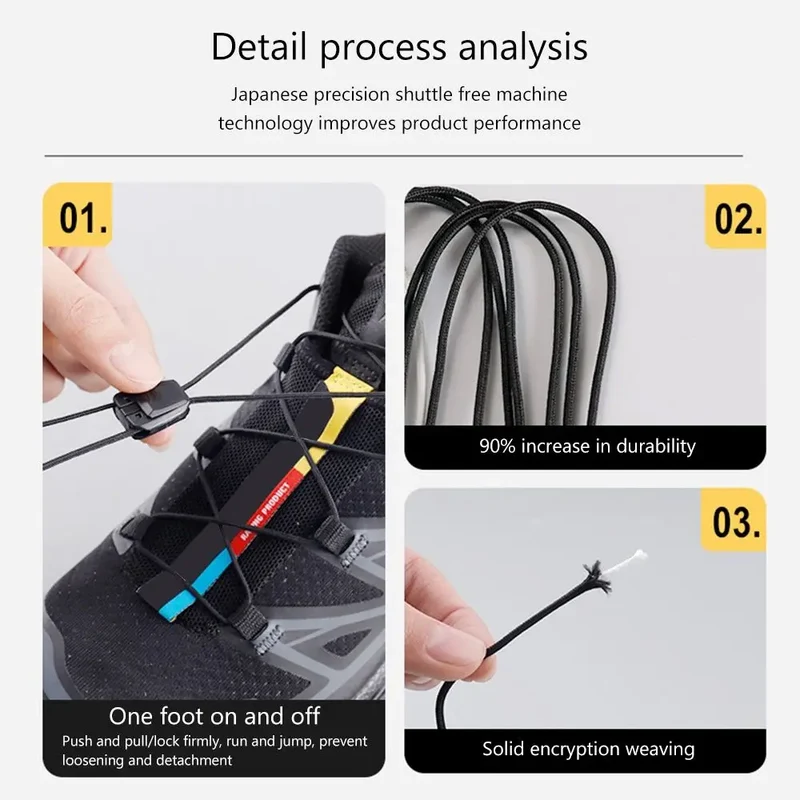 1Pair Without Ties Quick Lace Kit Round Tennis Creative No Tie Shoelaces Running Sneakers Shoelaces for Salomon Shoe Accessories