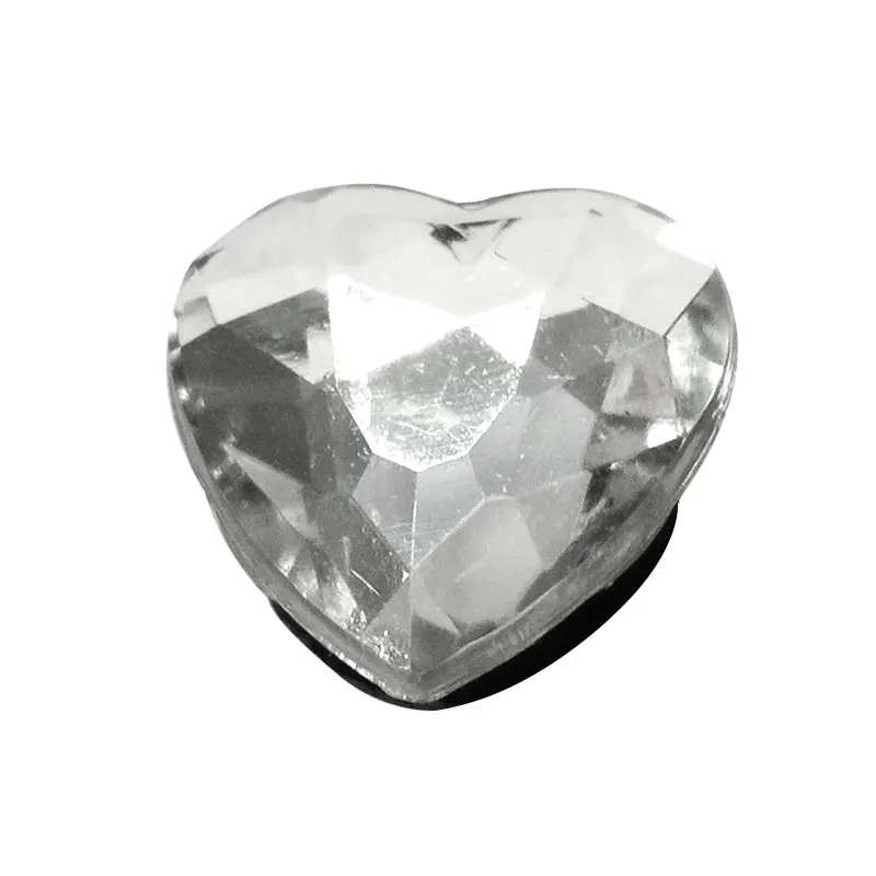 1PCS Bling Crystal PVC Shoe Charms Flower Heart Shaped Gem DIY Accessories Shoe Decorations Charms Transparent Diamond