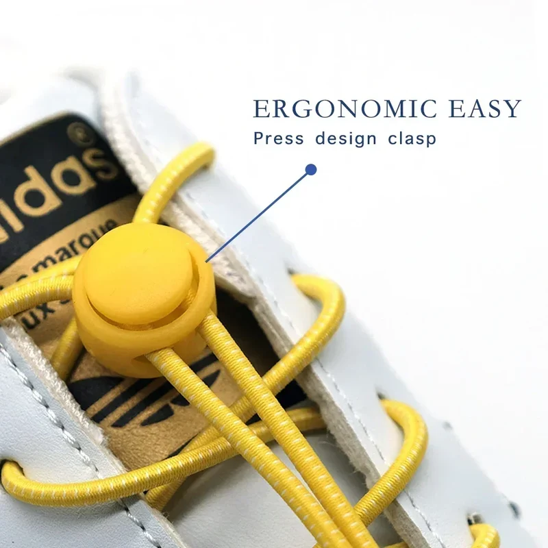 1 Pair of No Tie ShoesLaces Rubber Round Spring Lock Elastic Sneaker Shoelaces Laces Accessories Suitable for Kids Adult Lazy