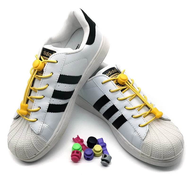 1 Pair of No Tie ShoesLaces Rubber Round Spring Lock Elastic Sneaker Shoelaces Laces Accessories Suitable for Kids Adult Lazy