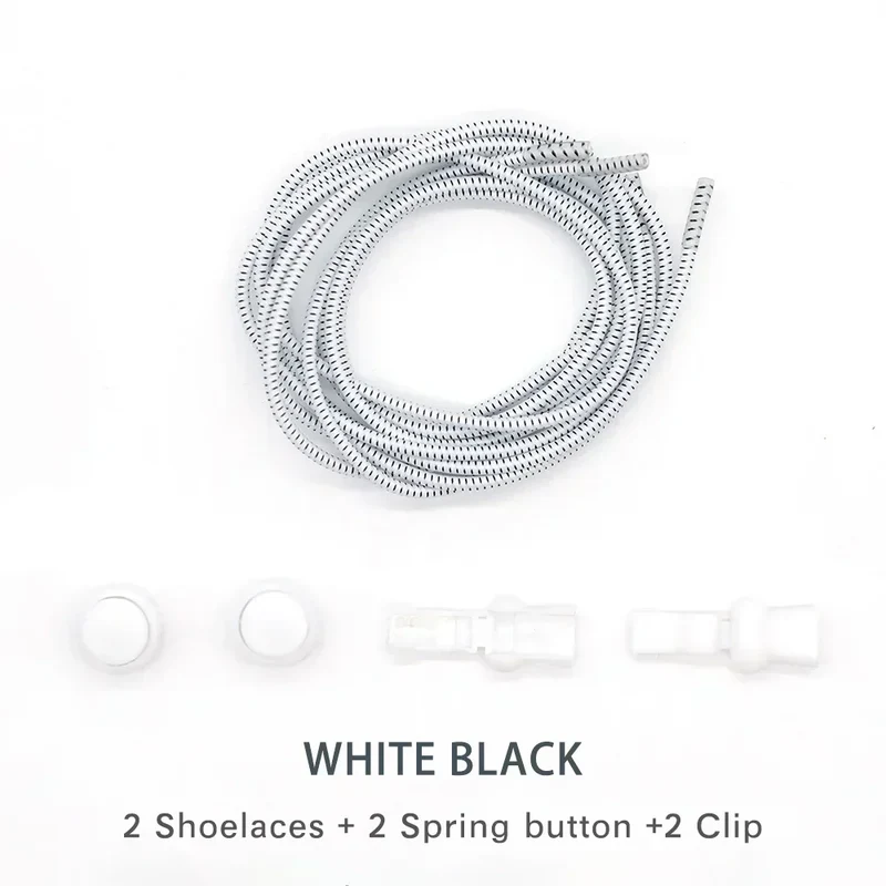 1 Pair of No Tie ShoesLaces Rubber Round Spring Lock Elastic Sneaker Shoelaces Laces Accessories Suitable for Kids Adult Lazy