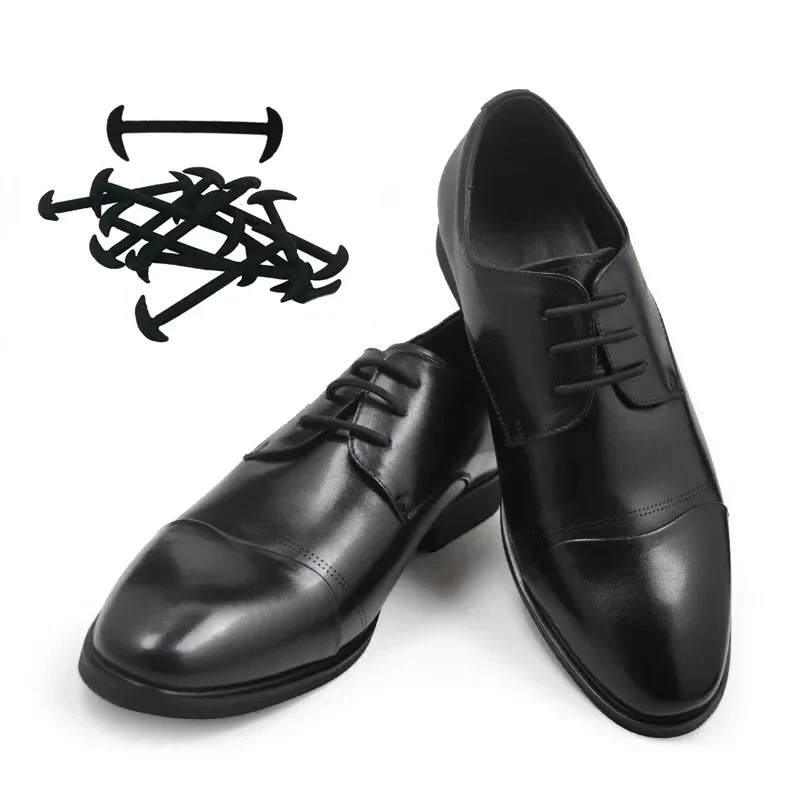 12pcs/set Leather Silicone Shoelace for Sneakers Shoes lace Lazy No Tie Shoelaces Elastic Shoe Lace Suitable for Unisex laces