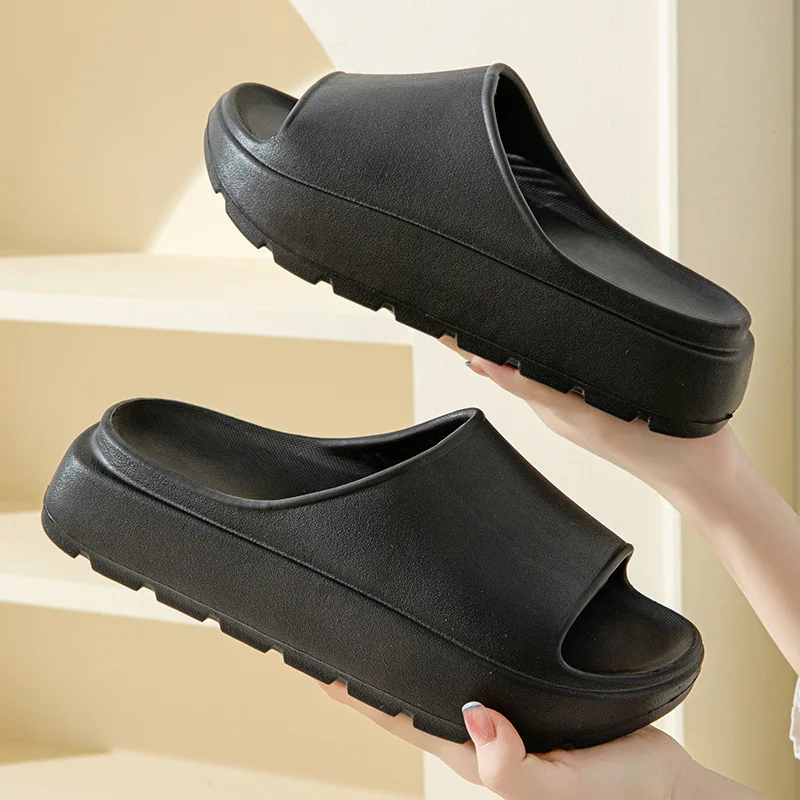 Comwarm Women Platform Slippers Soft EVA Thick Sole Sandals Fashion High Bottom Flat Heel Slippers Non-slip Casual House Slides