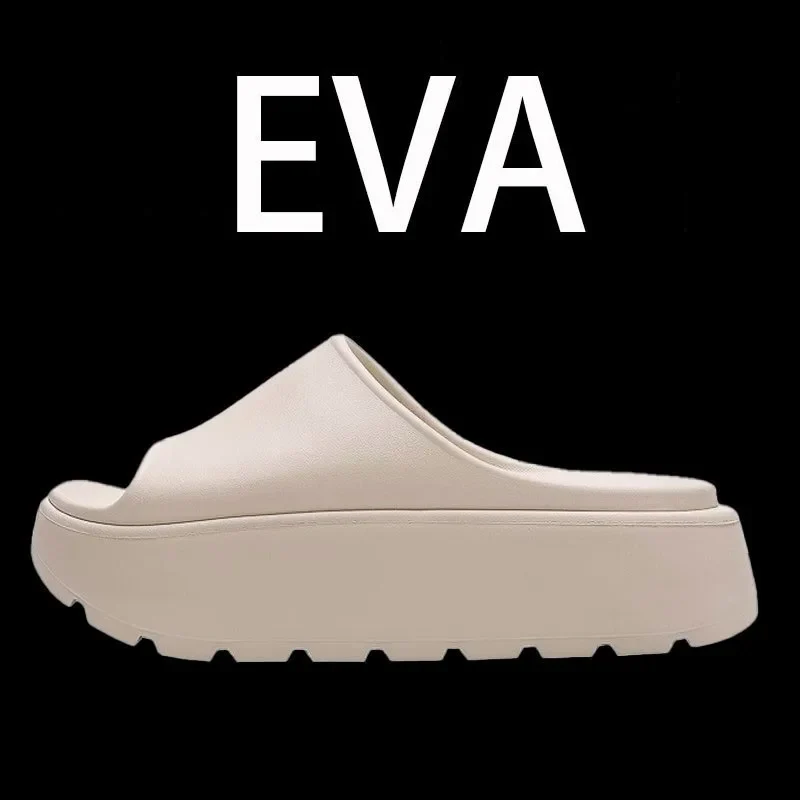 Comwarm Women Platform Slippers Soft EVA Thick Sole Sandals Fashion High Bottom Flat Heel Slippers Non-slip Casual House Slides