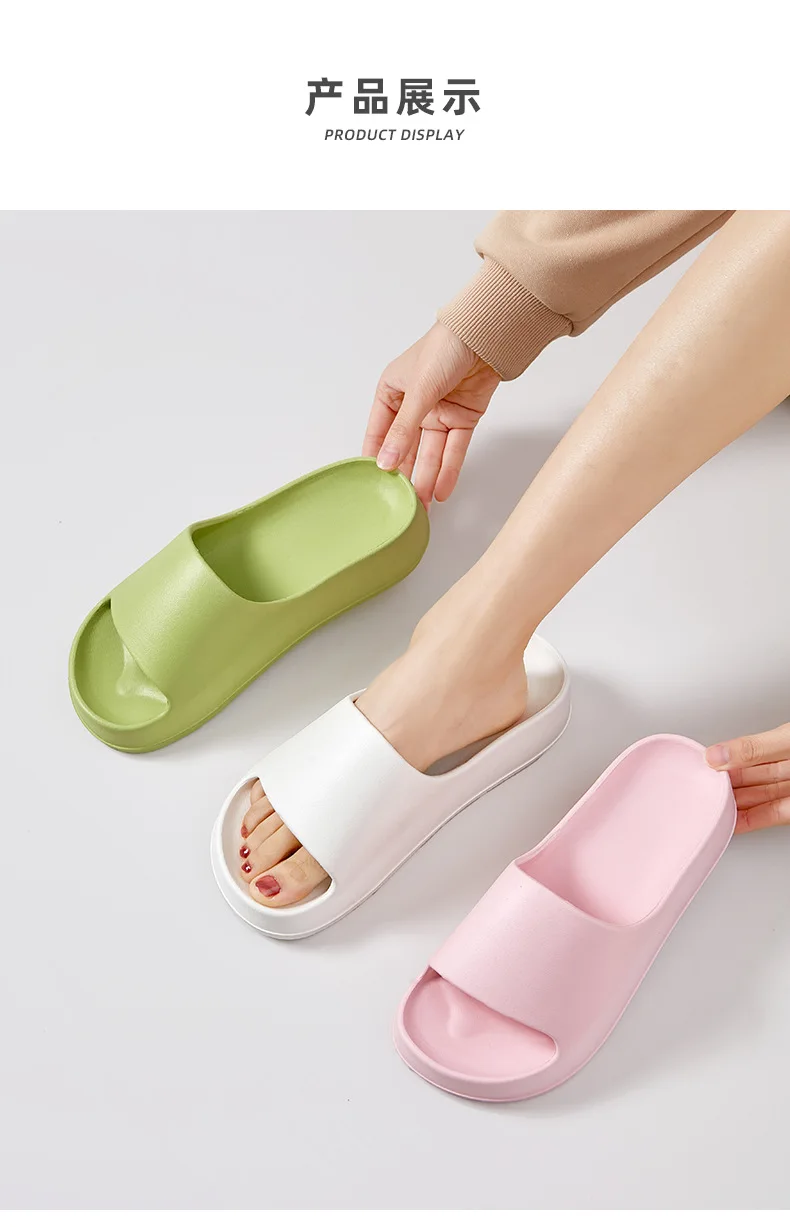 Comwarm Women Platform Slippers Soft EVA Thick Sole Sandals Fashion High Bottom Flat Heel Slippers Non-slip Casual House Slides