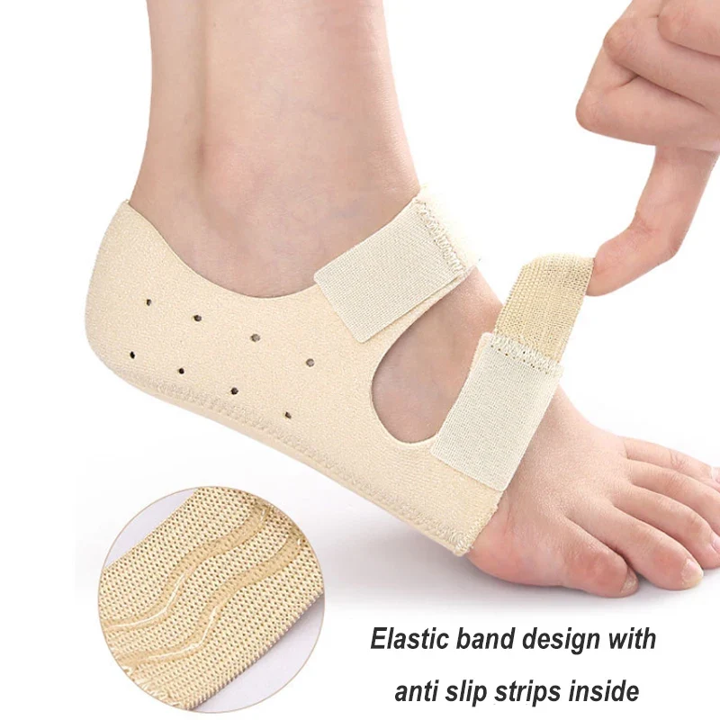 1Pair Relief Plantar Fasciitis Heel Protectors Shockproof Achilles Tendonitis Heel Support Cushion Adjustable Heel Inserts Pads