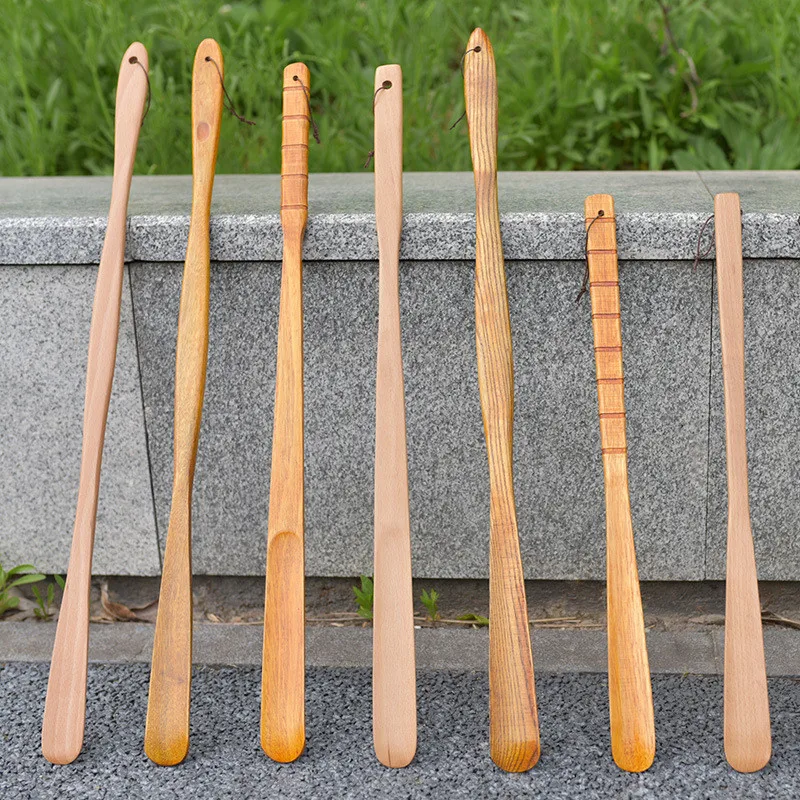 Professional Shoe Spoon Home Tools Durable Professional Wooden Shoe Horn Flexible Wood Long Handle Shoehorn Useful Shoe Lifter