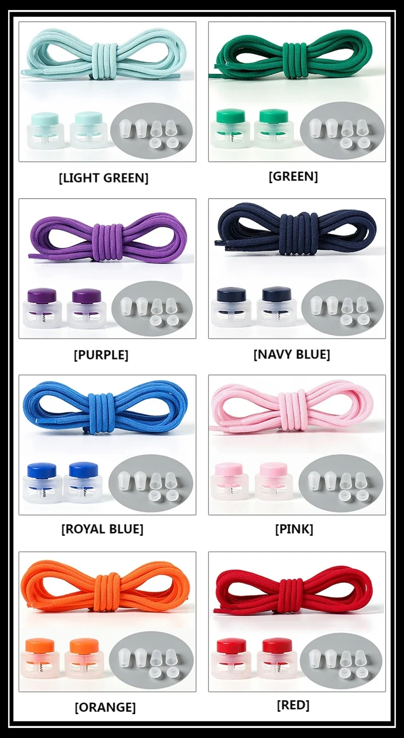 1 Pair Lazy Laces Elastic For Sneakers Snap Lock Shoelaces Without Ties Suitable For Children And Adults Round Shoelace Artifact