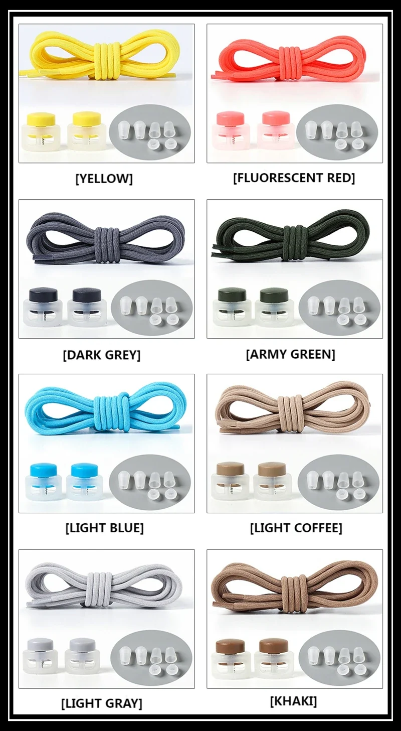 1 Pair Lazy Laces Elastic For Sneakers Snap Lock Shoelaces Without Ties Suitable For Children And Adults Round Shoelace Artifact