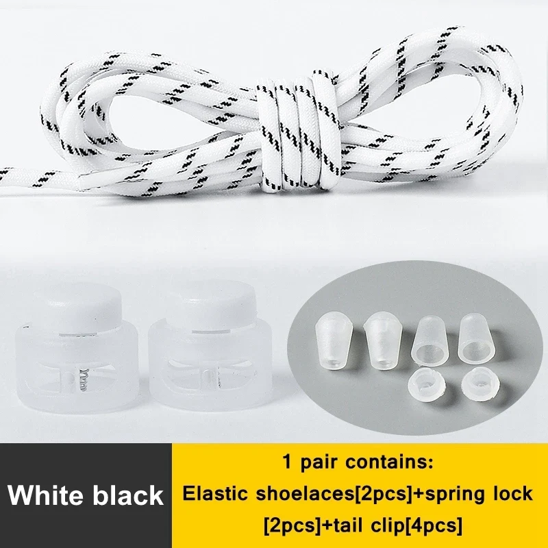 1 Pair Lazy Laces Elastic For Sneakers Snap Lock Shoelaces Without Ties Suitable For Children And Adults Round Shoelace Artifact