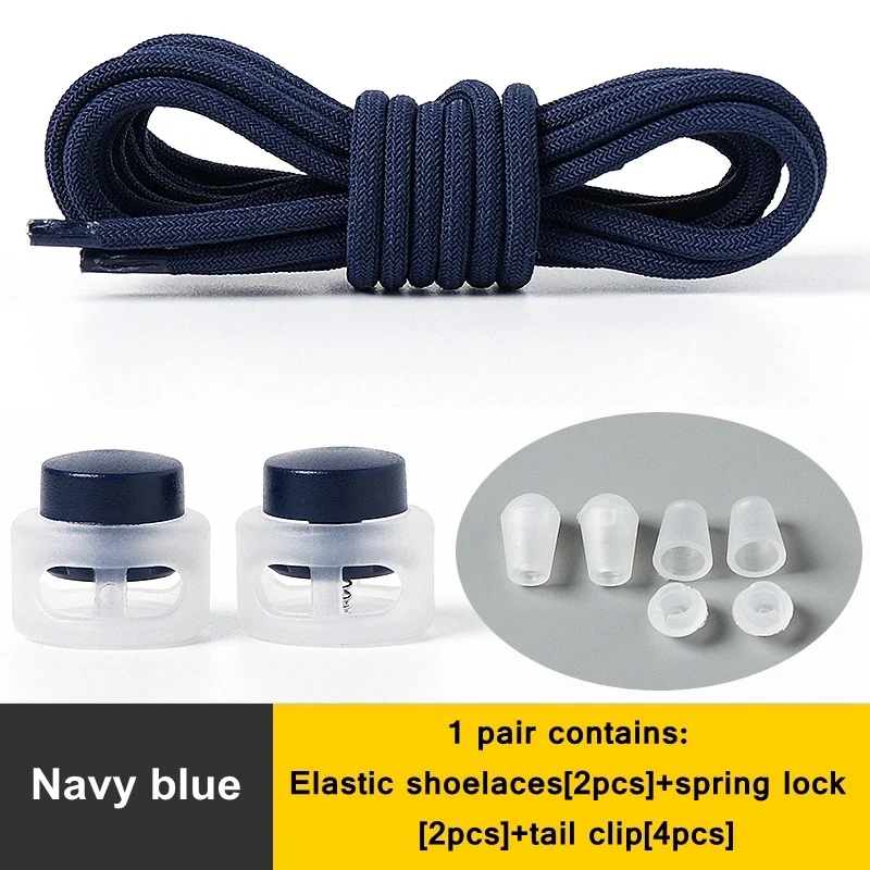 1 Pair Lazy Laces Elastic For Sneakers Snap Lock Shoelaces Without Ties Suitable For Children And Adults Round Shoelace Artifact