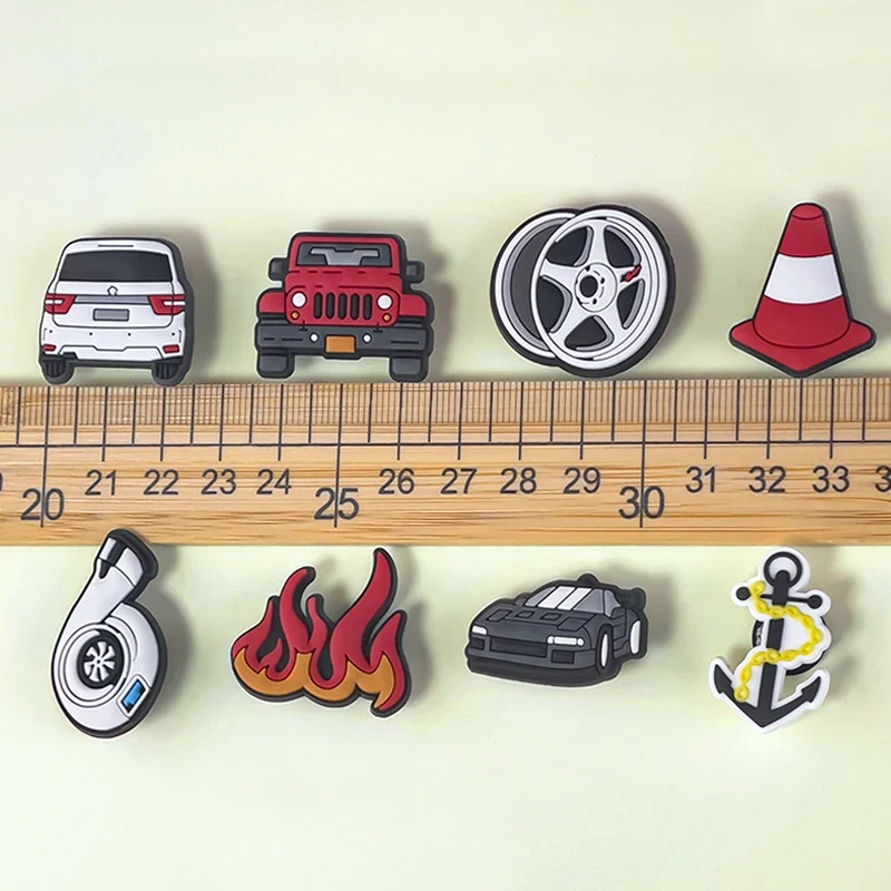 1/9pcs Cruel Jeep Sports Car Shoe Charms for Boys Kids Gift Turbine Hub Shoe Decoration Accessories Ship's Anchor Pin Clog