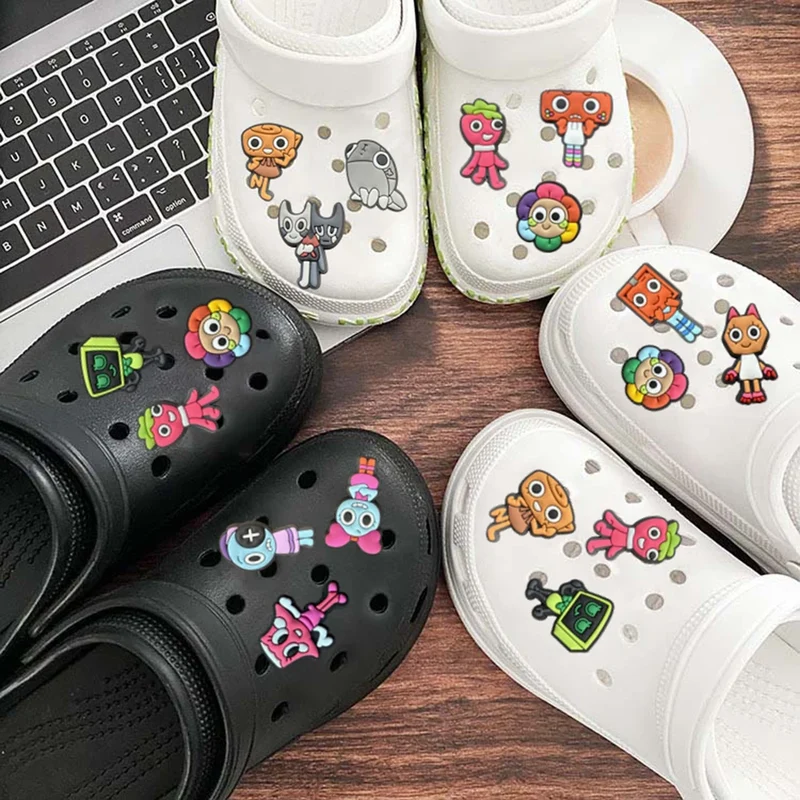 12pcs Dandys World Game series Shoe Charm PVC Decorations Assorted Style Detachable Waterproof Suitable summer For Gift ideal