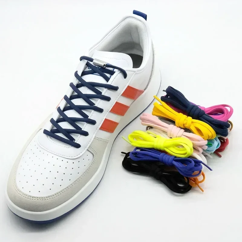 1 Pair Elastic Shoe Laces Semicircle No Tie Shoelaces for Kids and Adult Sneakers Shoelace Quick Lazy Metal Lock Laces Shoe Rope