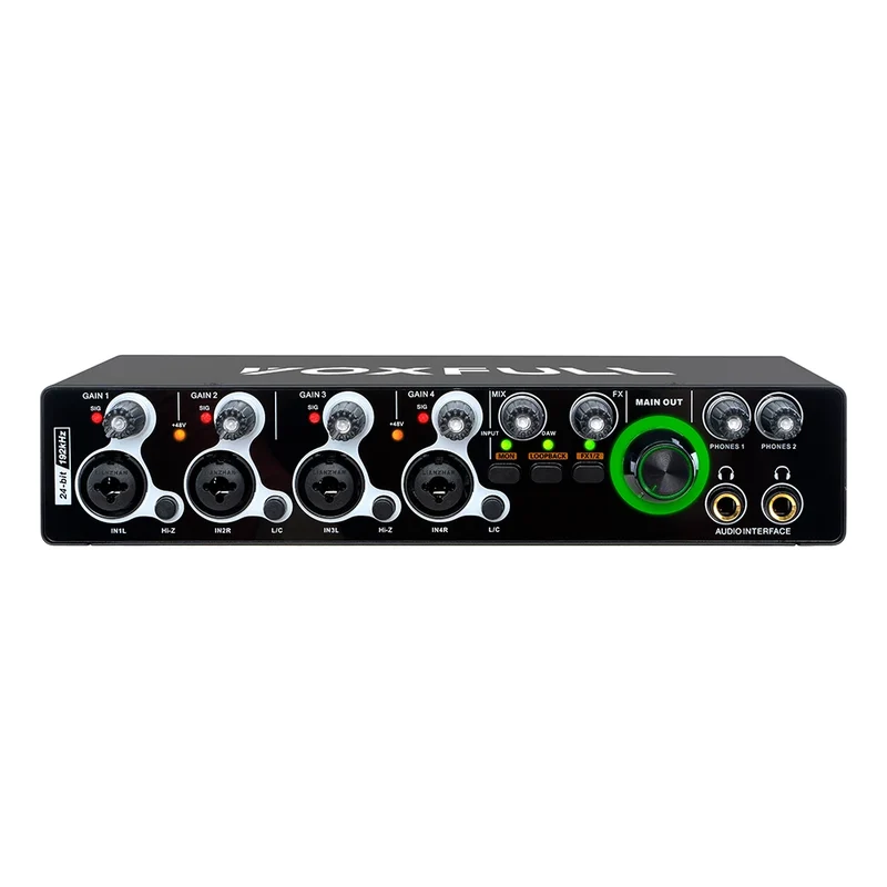 Voxfull MD404 Professional 24Bit 192KHz Mini USB Audio Interface 4 Channel USB Sound Card for Live Music Recording Studio