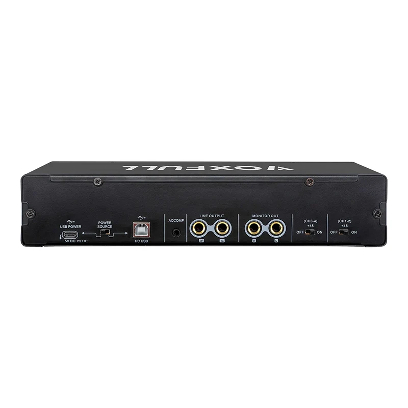 Voxfull MD404 Professional 24Bit 192KHz Mini USB Audio Interface 4 Channel USB Sound Card for Live Music Recording Studio
