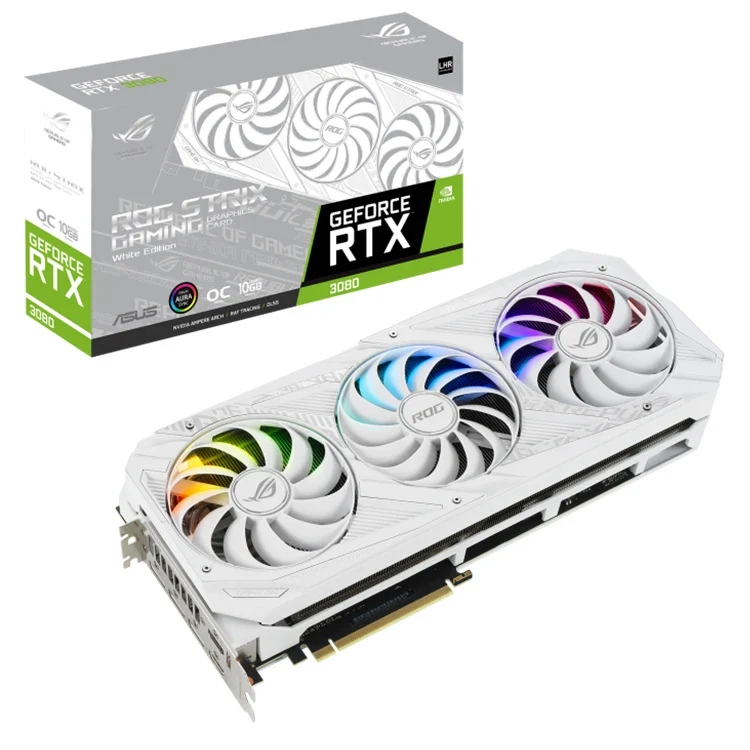 Used ASU'S ROG Strix GeForce RTX 3080 OC WHITE V2 Gaming Graphics Card with 10GB GDDR6X 320-bit Memory