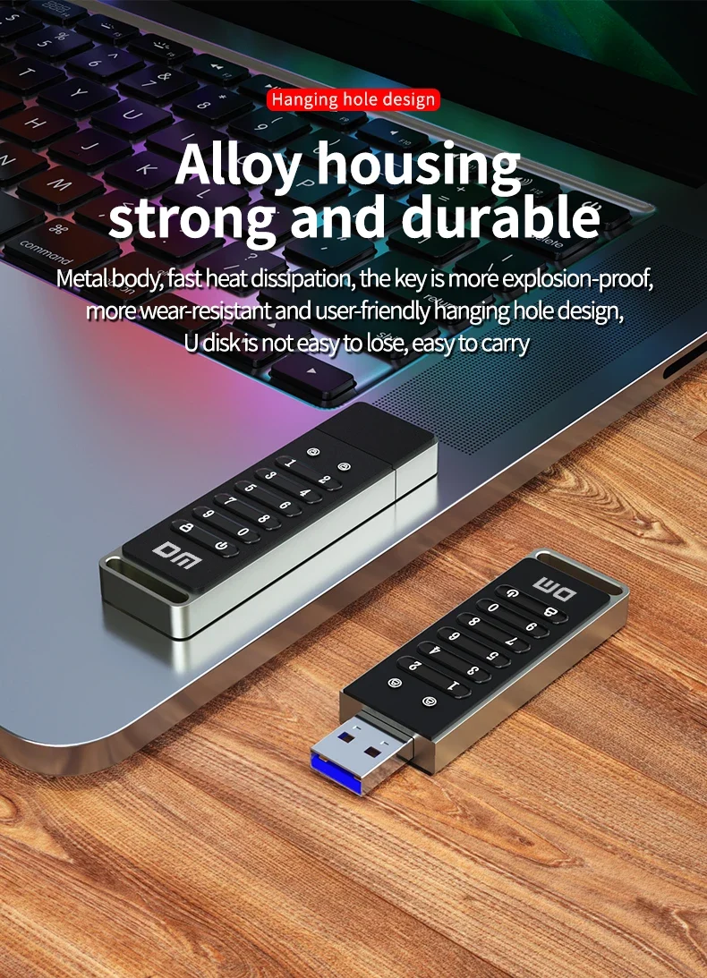 DM FD063 256-bit Encrypted USB Drive Password Secure Flash Drive USB3.0 U Disk Support Reset/Wipe/Auto Lock Function