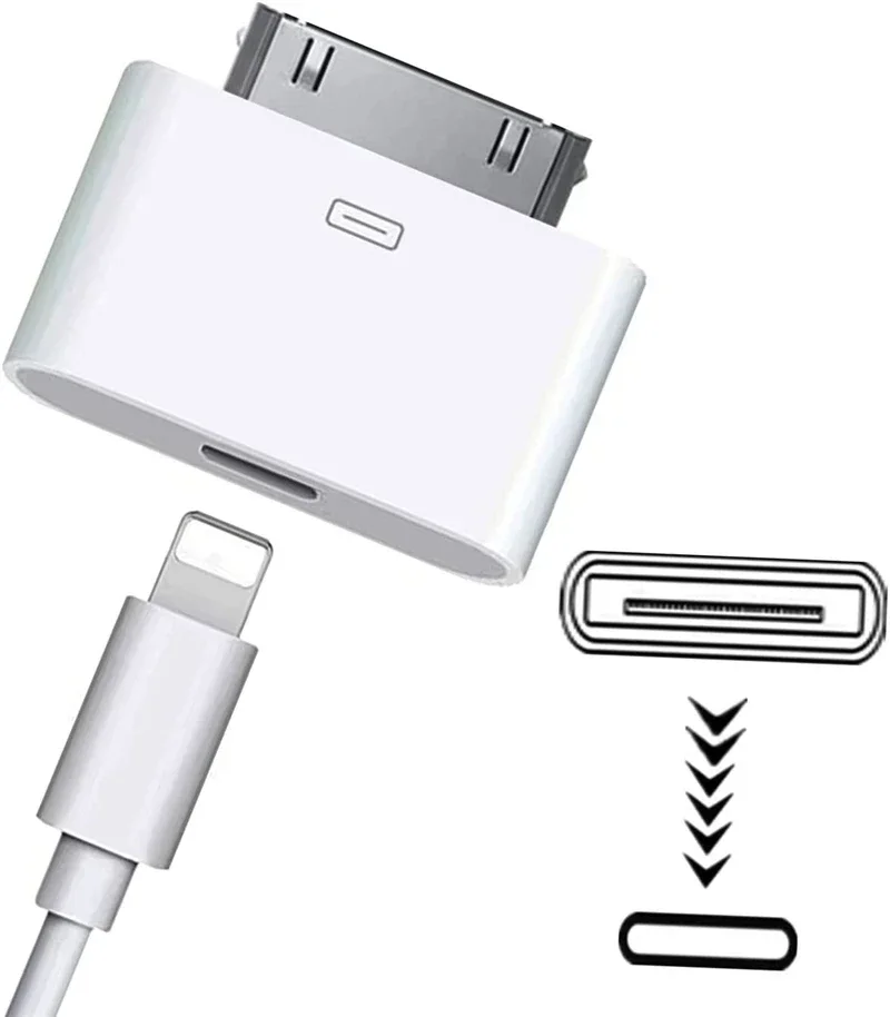2pc Lighting To 30Pin Adapter 8Pin Male To 30 Pin Female Charging Sync ConverterFor IPhone 4 4S IPad 2 3 IPod Touch ChargerCable