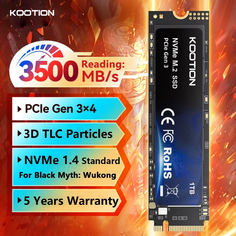 KOOTION SSD NVMe M.2 2280 2TB 1TB 512GB 256GB Internal Solid State Hard Disk PCIe 3.0x4 Gen3 M2 SSD Drive for PC Laptop Desktop