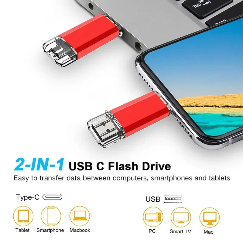 NEW Type-C 2 in 1 OTG 128GB 64GB Pendrive High Speed USB Flash Drive OTG Pen Drive 64GB 128GB 2 in 1 Type C OTG USB Flash Drive
