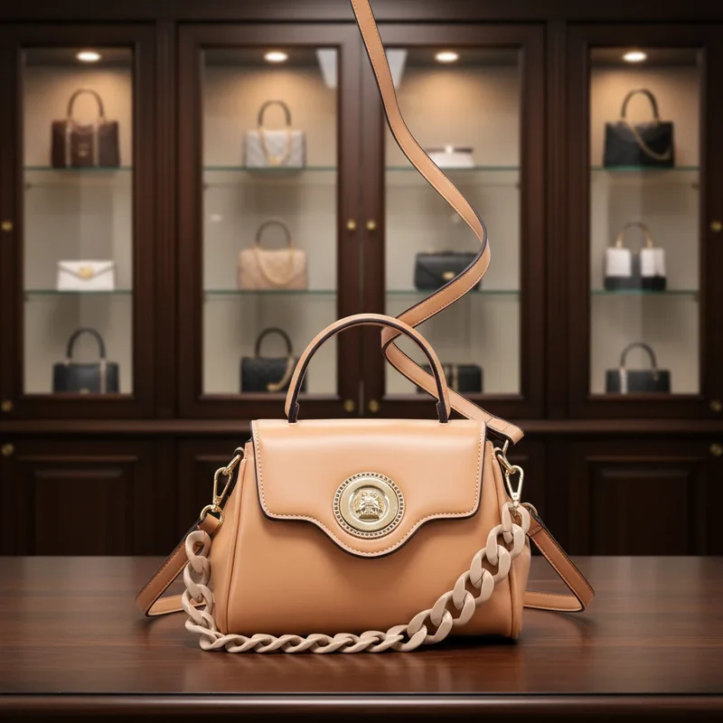 Ladysky Top Product Quality Fabric Handbag for Women Acranged Chain Head Female Bag Fashion Designer Bag with Boxes 24 cm