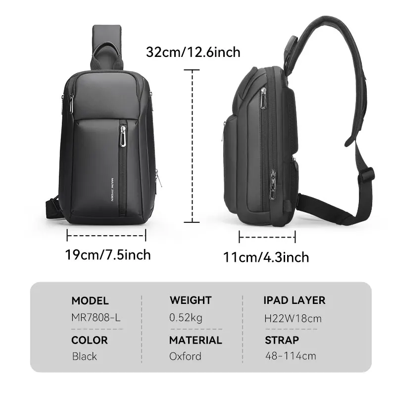 Mark Ryden Hot Multifunctional Chest Bag Men's Crossbody Bag Large Capacity Running Cycling Small Backpacks L_MR7808-B