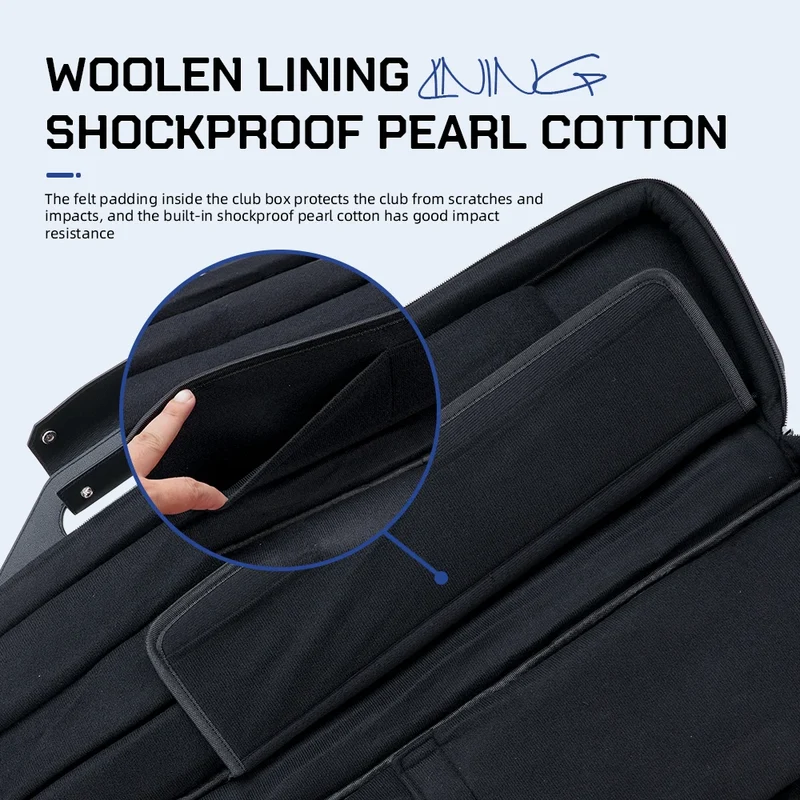 KONLLEN Billiard 7 Holes 3*4 Pool Cue Case Bag 3Butts 4Shafts Oxford Canvas Black/Blue 1/2 Rod Box 1.3kg