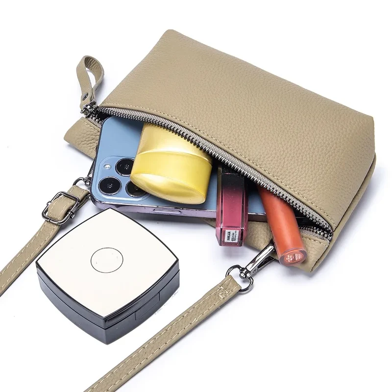2024 New Underarm Women's Bag Head Layer Cowhide Luxury Shoulder Crossbody Small Handbag Ladies Trendy Cell Phone Bag