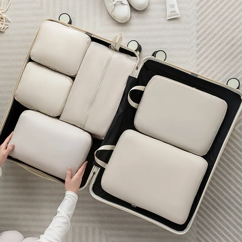 Factory 6 Pieces of Sets Portable Clothes Pouch Travel Bag Set Suitcase Organizers Packing Cubes Luggage Organizer for Travel