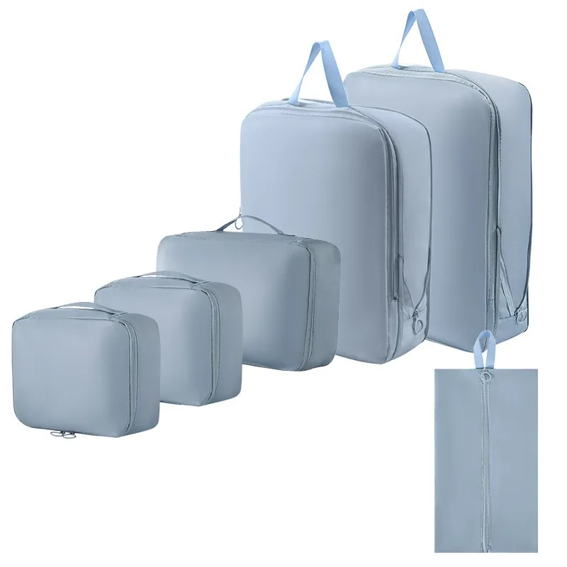 Factory 6 Pieces of Sets Portable Clothes Pouch Travel Bag Set Suitcase Organizers Packing Cubes Luggage Organizer for Travel