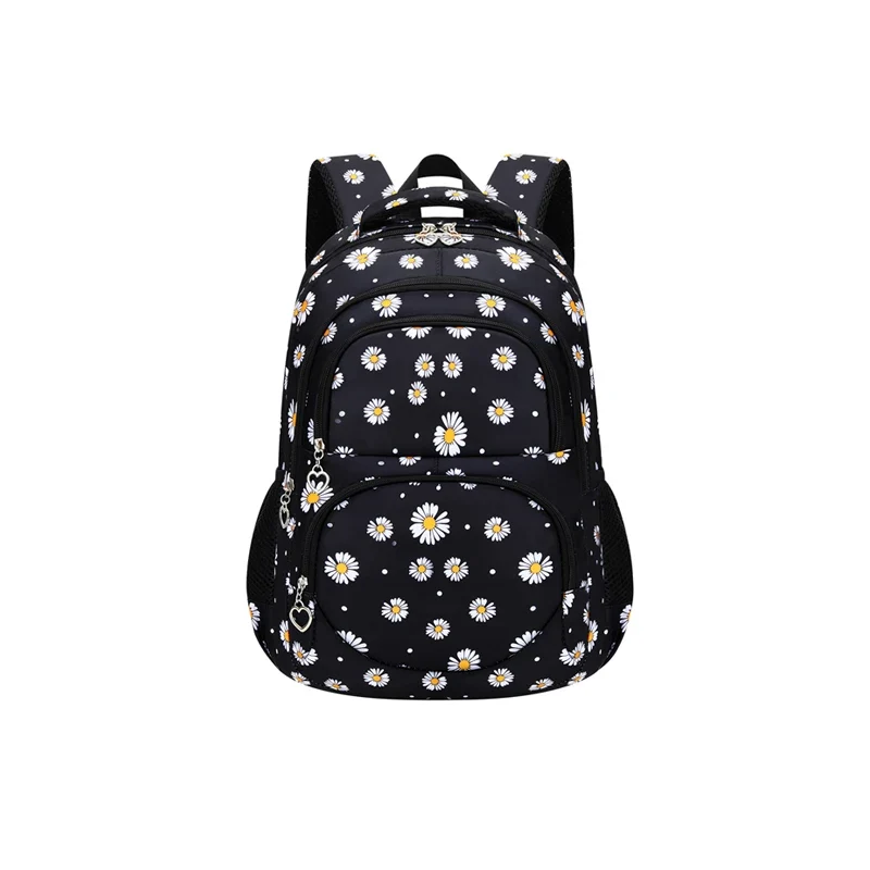 Unisex Daisy Print Backpack Water-Repellent & Zipper-Closure Polyester Lining Cute School Bag for Schoolboys and Schoolgirls