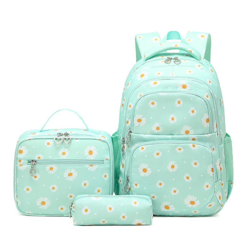 Unisex Daisy Print Backpack Water-Repellent & Zipper-Closure Polyester Lining Cute School Bag for Schoolboys and Schoolgirls