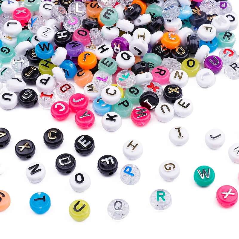 Factory Wholesale Transparent Letter Beads Spacer Loose Acrylic English Alphabet Bead for Diy Bracelet Waist Bag Jewelry Making