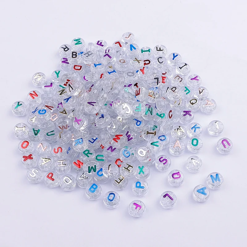 Factory Wholesale Transparent Letter Beads Spacer Loose Acrylic English Alphabet Bead for Diy Bracelet Waist Bag Jewelry Making