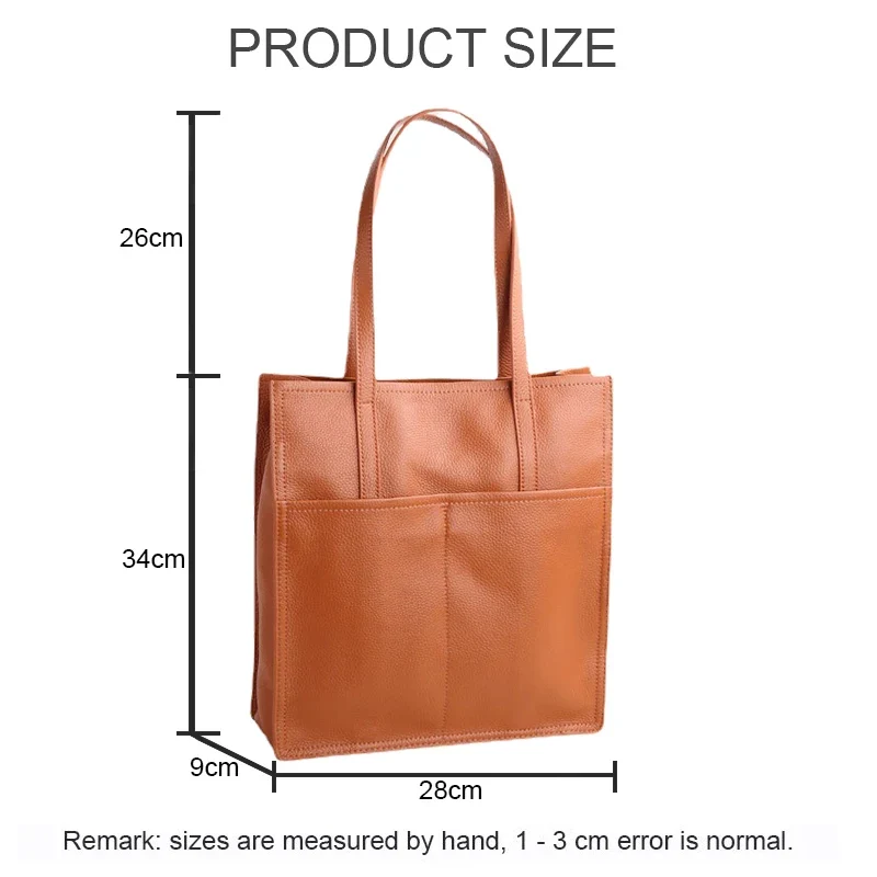 Women Luxury Full Grain Genuine Real Leather Bag Tote Shopping Laptop Cowhide Handbag for Lady Shoulder Custom Logo