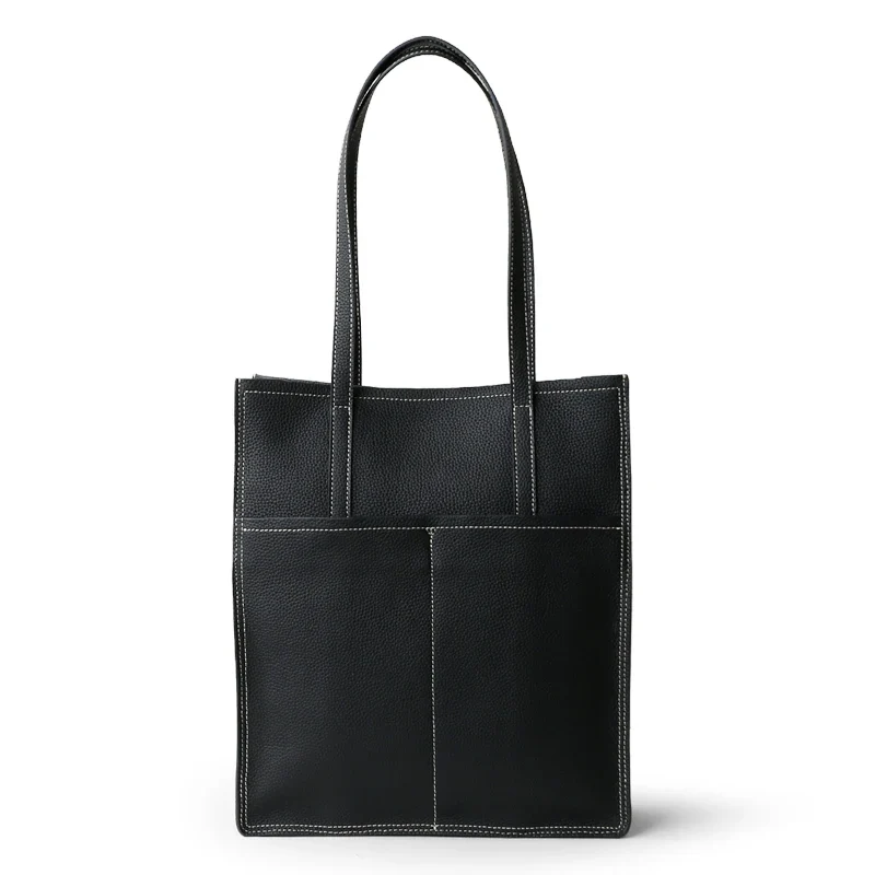 Women Luxury Full Grain Genuine Real Leather Bag Tote Shopping Laptop Cowhide Handbag for Lady Shoulder Custom Logo