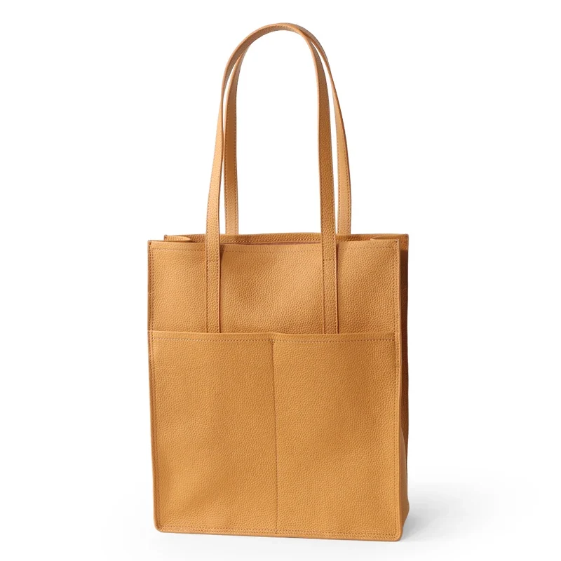 Women Luxury Full Grain Genuine Real Leather Bag Tote Shopping Laptop Cowhide Handbag for Lady Shoulder Custom Logo