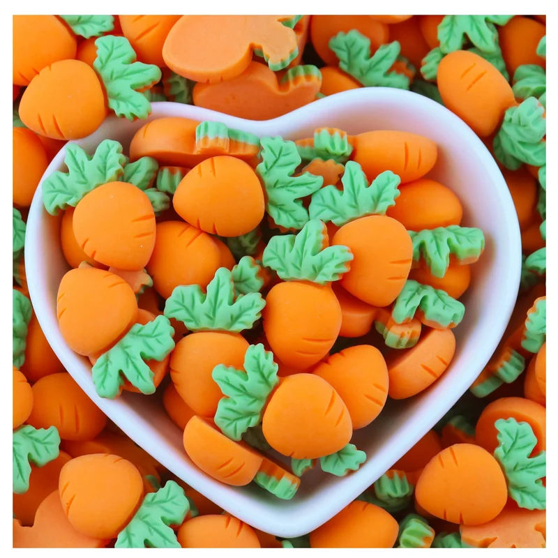100PCS/BAG Easter Resin Carrot Flat Back Resin Charms Cabochon for Slime Filler Kid DIY Mobile Phone Decoration Craft