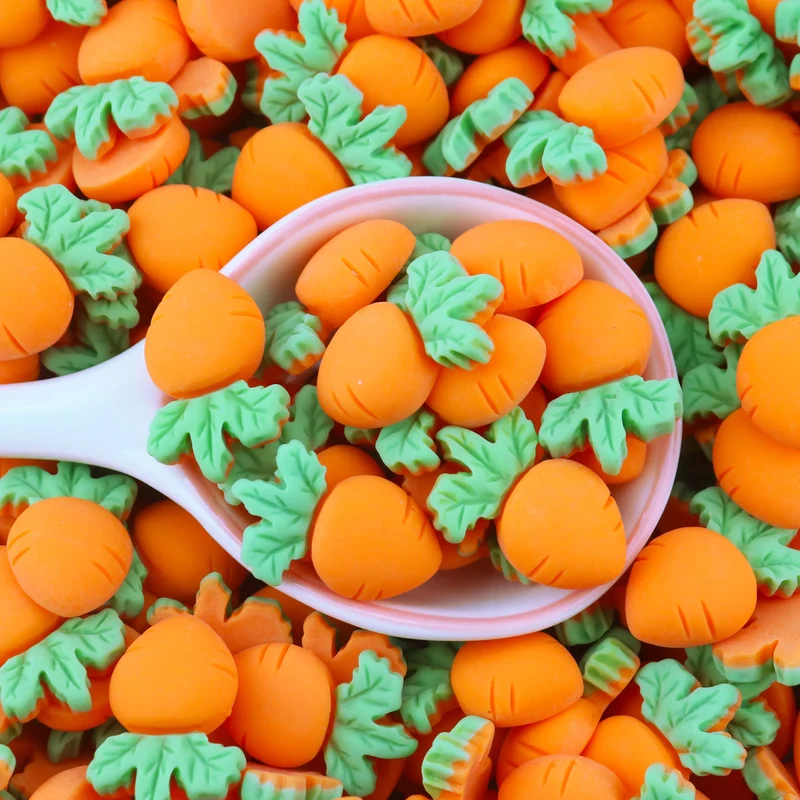 100PCS/BAG Easter Resin Carrot Flat Back Resin Charms Cabochon for Slime Filler Kid DIY Mobile Phone Decoration Craft