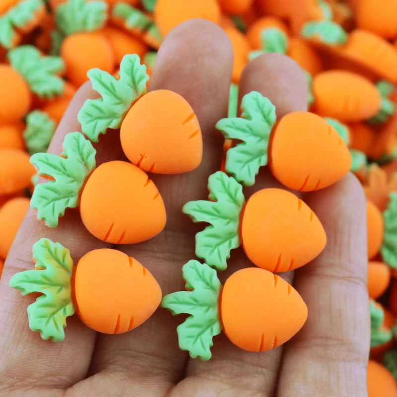 100PCS/BAG Easter Resin Carrot Flat Back Resin Charms Cabochon for Slime Filler Kid DIY Mobile Phone Decoration Craft