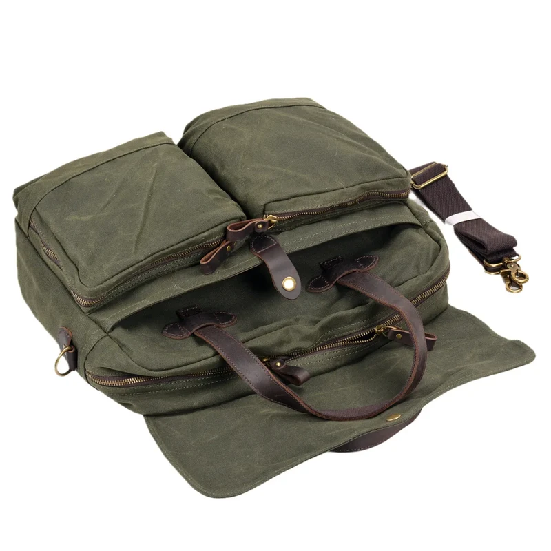 Soft Batik Canvas Men's Business Briefcase 15.6 Inch Computer Bag Retro Casual Handheld Shoulder Crossbody Bag