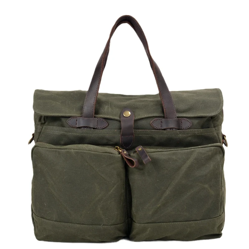 Soft Batik Canvas Men's Business Briefcase 15.6 Inch Computer Bag Retro Casual Handheld Shoulder Crossbody Bag