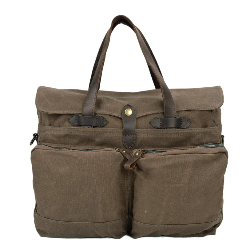 Soft Batik Canvas Men's Business Briefcase 15.6 Inch Computer Bag Retro Casual Handheld Shoulder Crossbody Bag