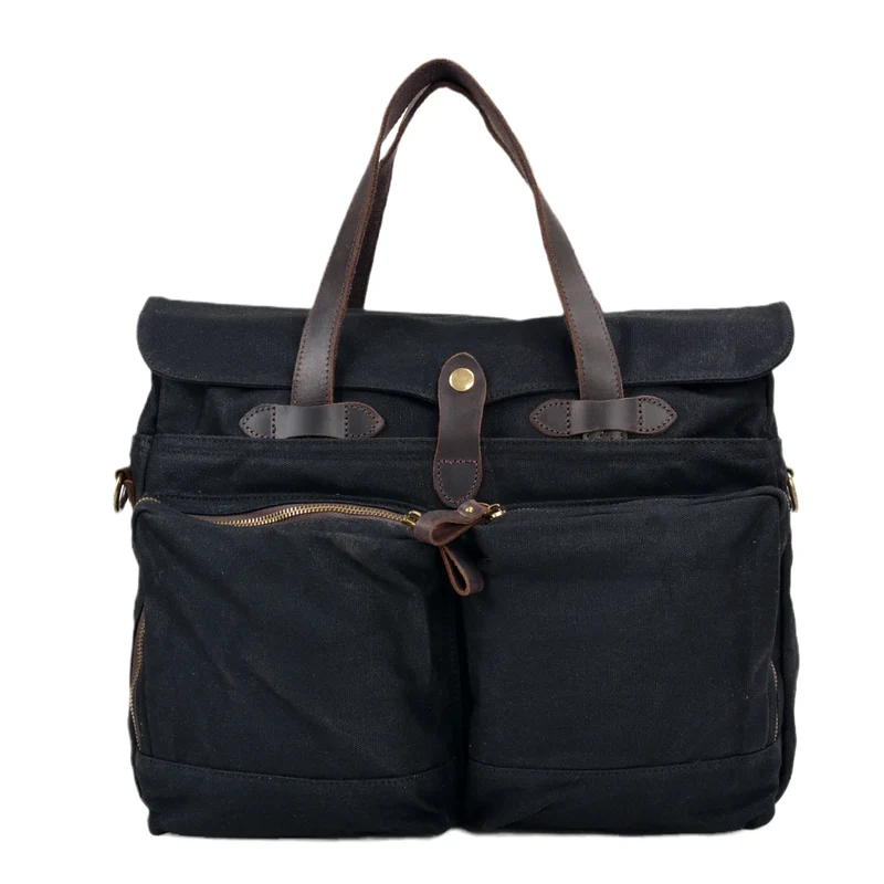 Soft Batik Canvas Men's Business Briefcase 15.6 Inch Computer Bag Retro Casual Handheld Shoulder Crossbody Bag