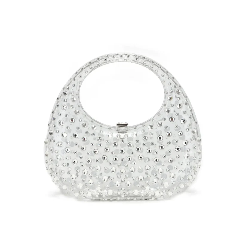 Crystal Bling Transparent Diamond Rhinestone Evening Handbags Women Luxury Tote clear Bag